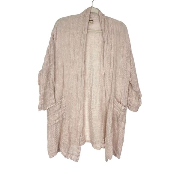 Magaschoni Linen Kimono Sweater Jacket Linen Cardigan Long Open Knit Lightweight - Picture 1 of 16